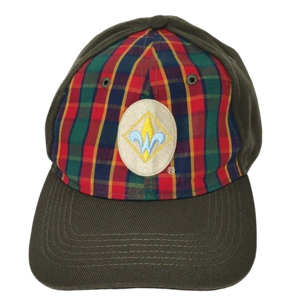 Cap Webelos Unif Flex Baseball Trucker Cap Hat Adult One Size Fitted Green Plaid